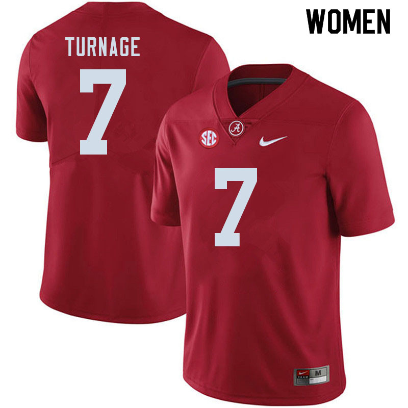 Alabama Crimson Tide Women's Brandon Turnage #7 Crimson NCAA Nike Authentic Stitched 2020 College Football Jersey YF16N63GF